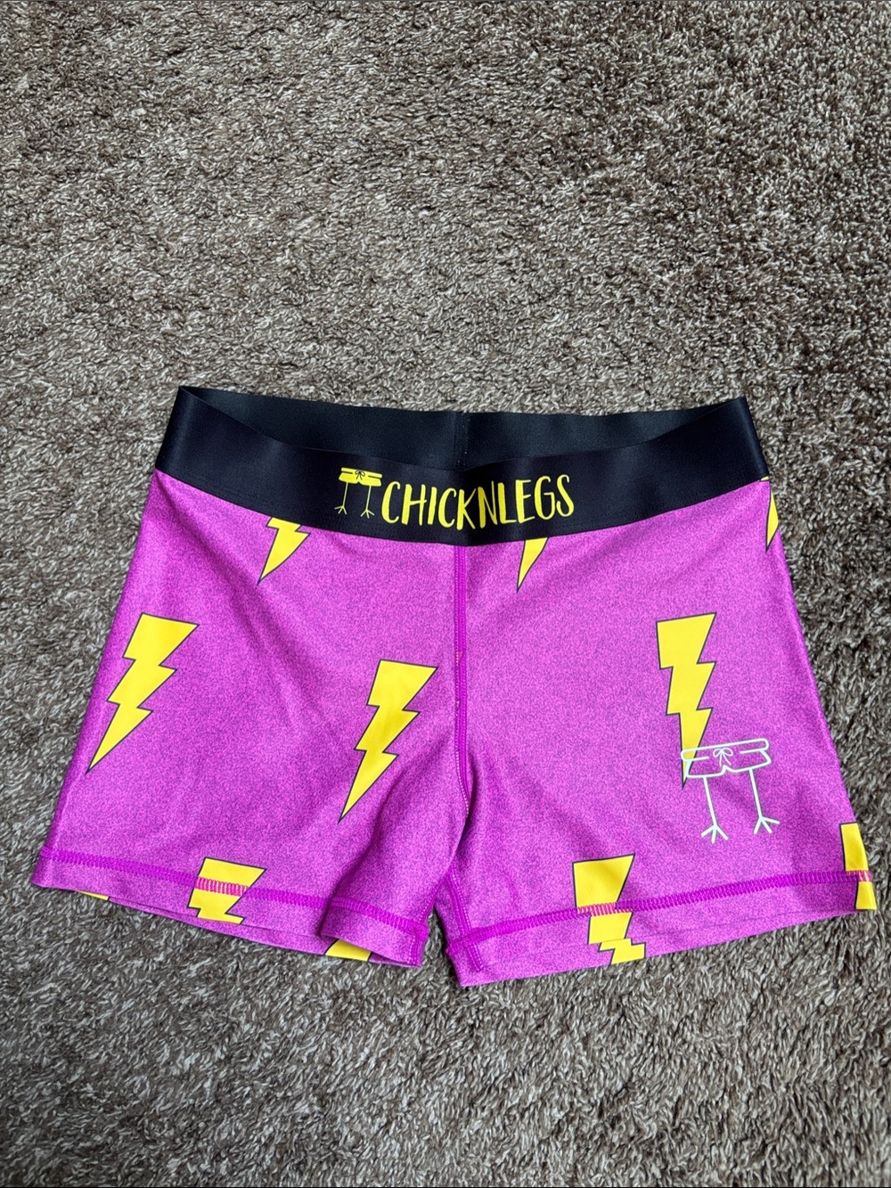 CHICKNLEGS Pink/Purple Lightning Print Women's Performance Spandex Shorts - S